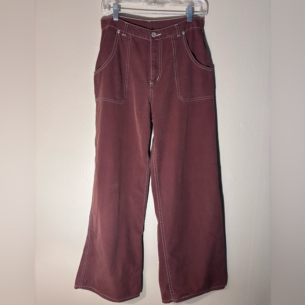 Express Vintage Y2K Express Carpenter Pants – Size 7/8 – Maroon Brown Wide Leg